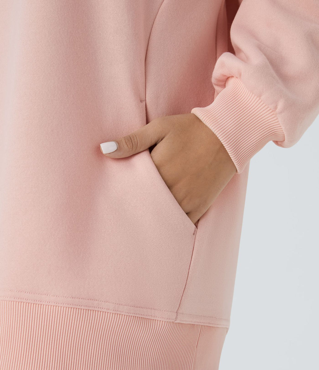 Sweat-shirt décontracté en polaire, col rond, manches longues, poches latérales, coupe oversize
