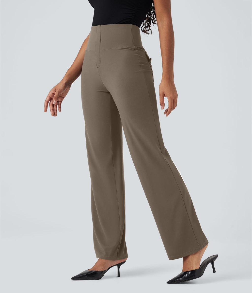 Pantalon de travail droit gainant taille haute avec poches Halara UltraSculpt™