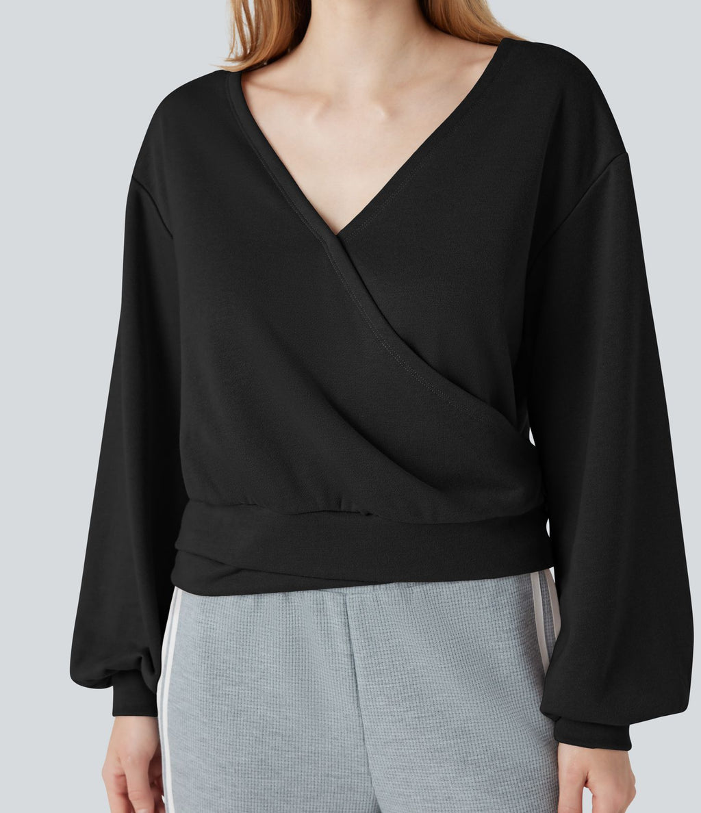 Sweat-shirt col V manches longues