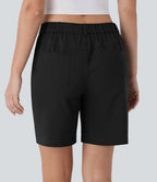 Short de randonnée déperlant taille moyenne 17,5 cm avec boutons, zip et poches multiples