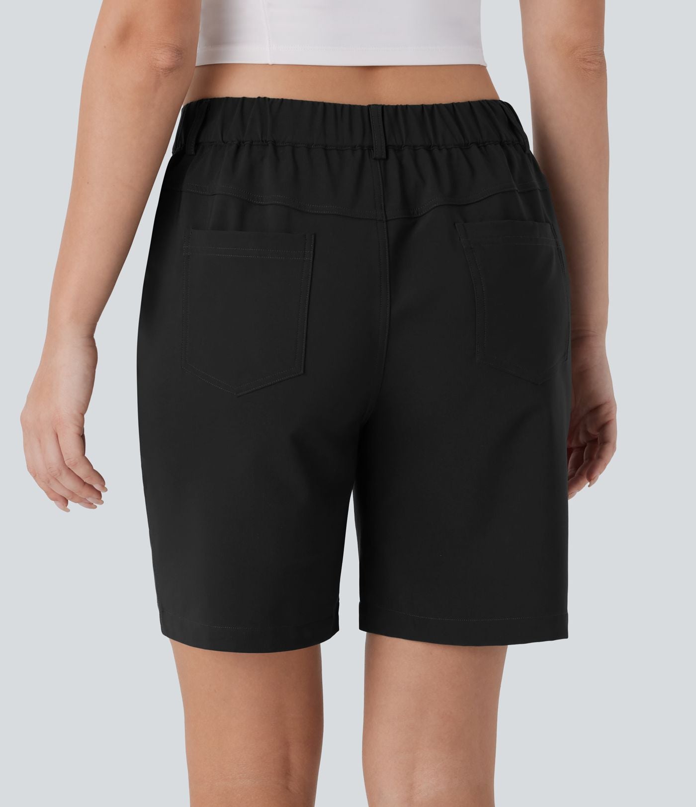 Short de randonnée déperlant taille moyenne 17,5 cm avec boutons, zip et poches multiples