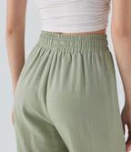 Pantalon décontracté taille haute avec cordon de serrage et poches
