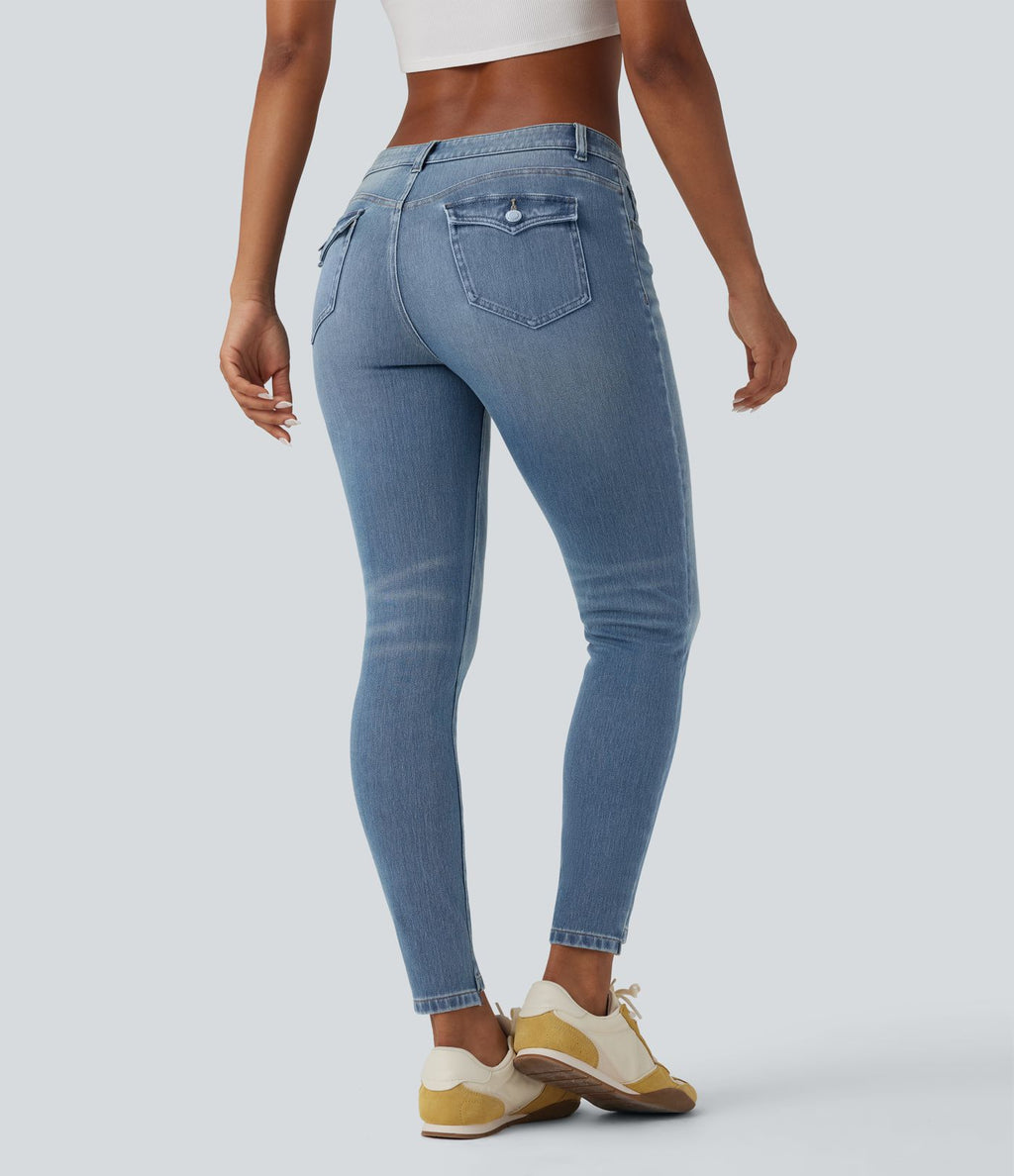 Jean skinny 7/8 décontracté taille basse Halara Flex™ avec poches