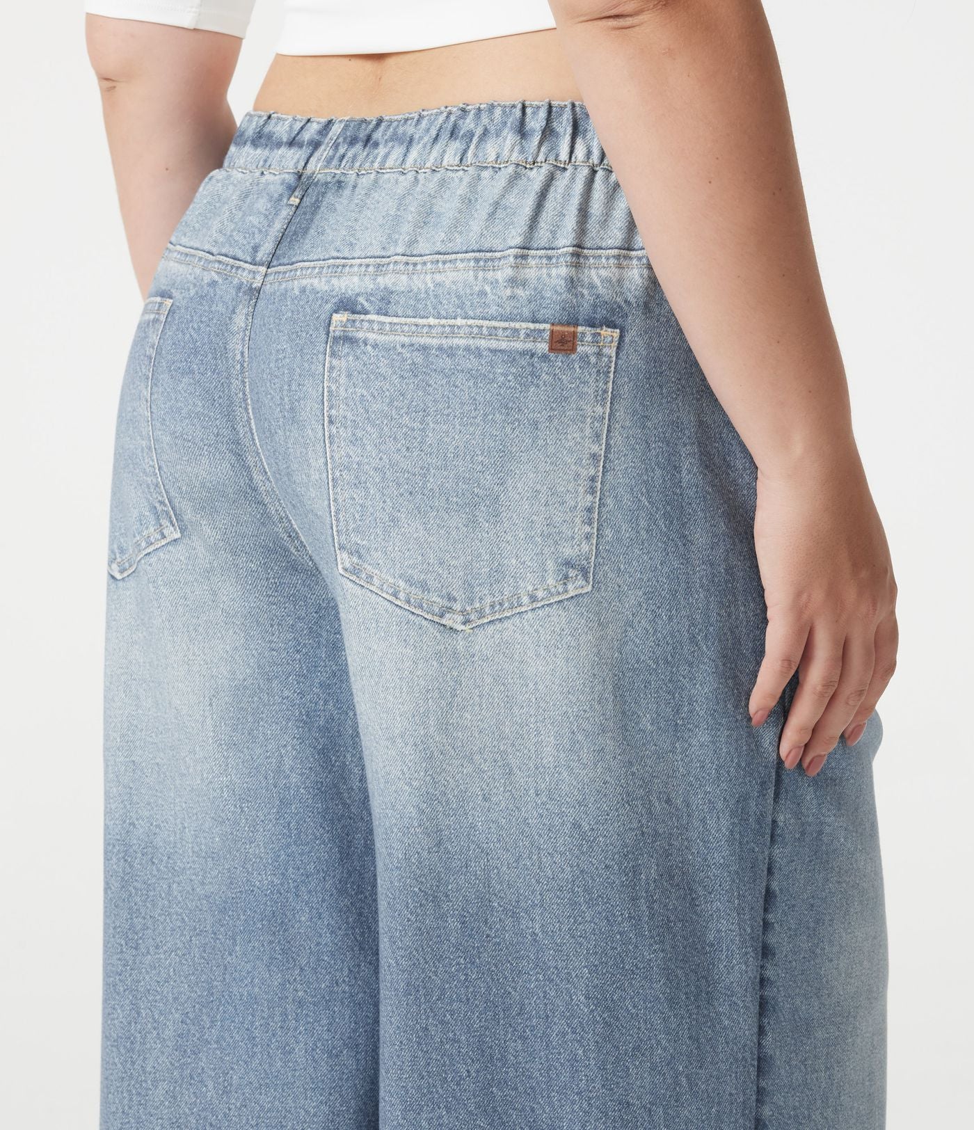Pantalon jogging grande taille en molleton French Terry effet jean avec poches