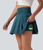 Jupe de tennis mini 2-en-1 gainante froncée taille haute en SoftlyZero™ à séchage rapide avec poches