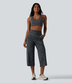 Halara UltraSculpt™ Pantalon de yoga court imprimé léopard ventre plat coupe droite taille haute avec poches