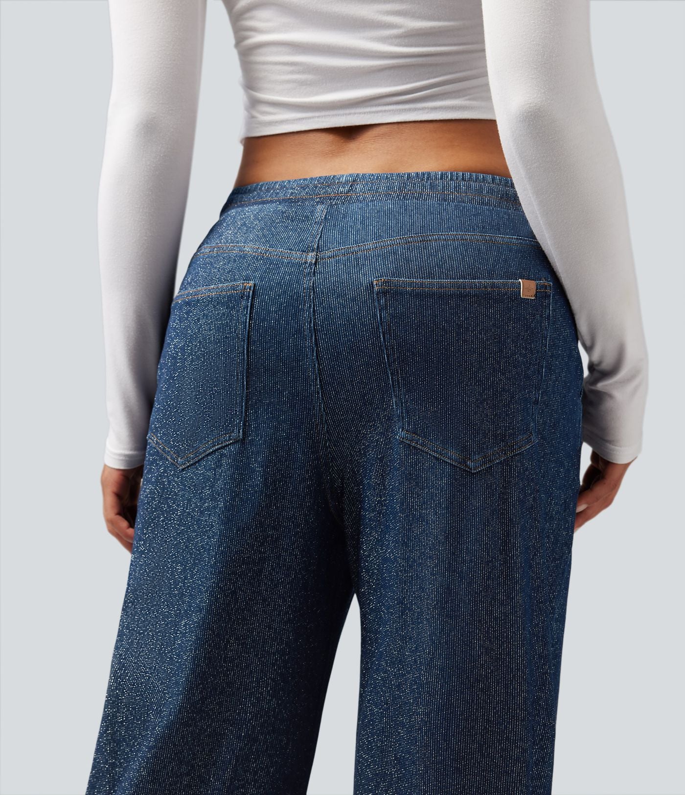 Jogging taille basse Halara Flex™ jambes larges, effet sparkle, avec poches