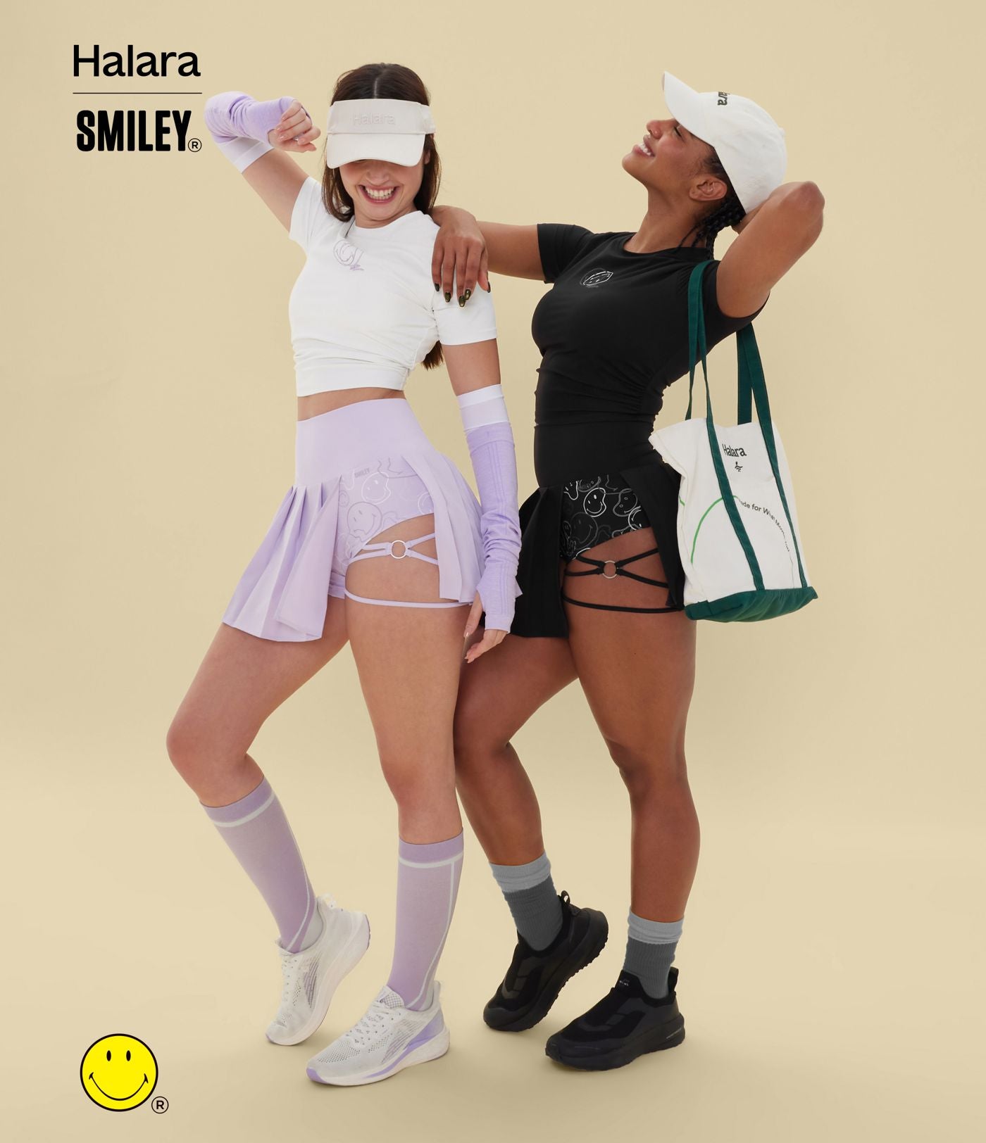 T-shirt casual cropped ajusté froncé Halara X Smiley® Halara UltraSculpt™ col rond à manches courtes