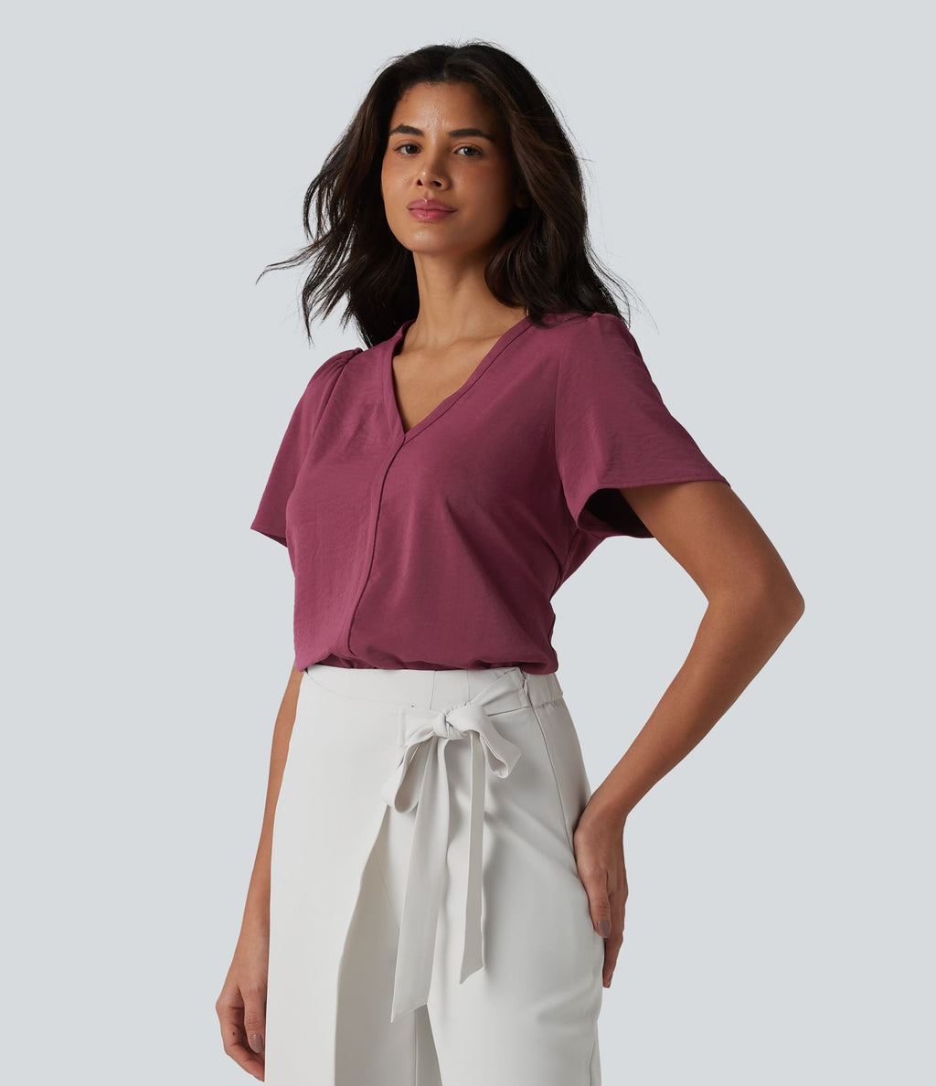 Haut tailleur col V manches courtes