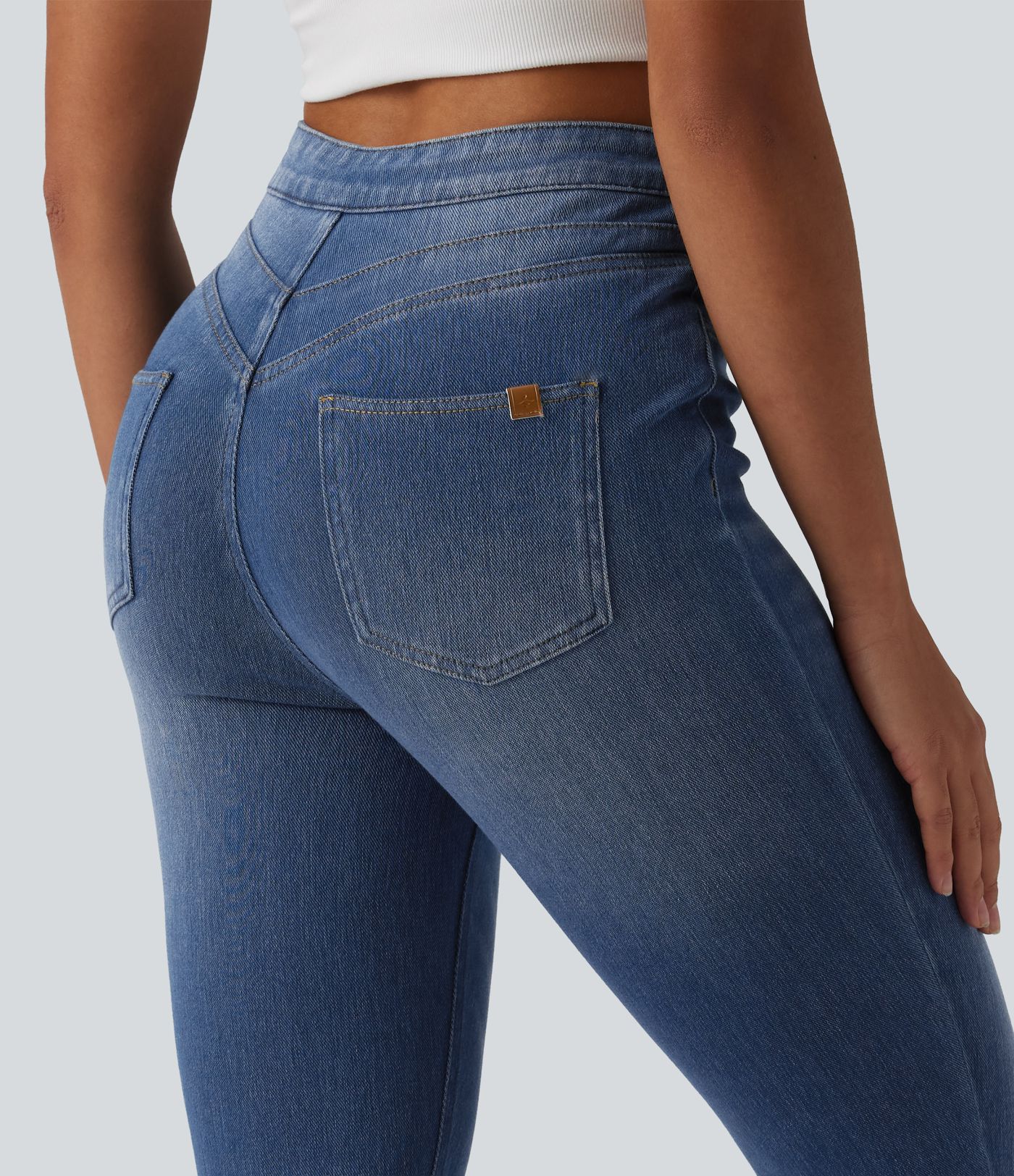 Legging 7/8 casual denim Halara Flex™ gainant taille haute avec poches