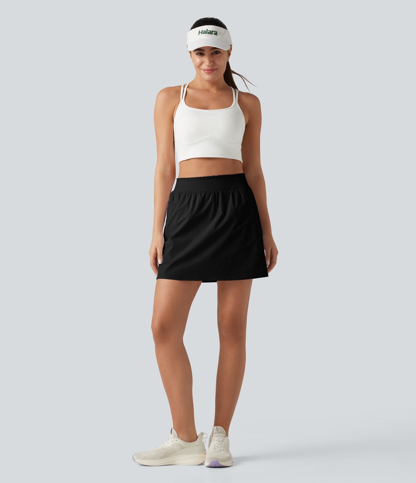 Jupe mini de tennis 2 en 1 taille haute avec poches