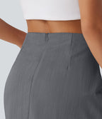 Jupe mini trapèze 2-en-1 décontractée effet lin, taille haute