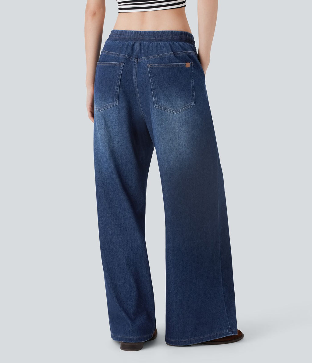 Jean ample en denim extensible à taille basse avec cordon Halara Flex™ avec multiples poches