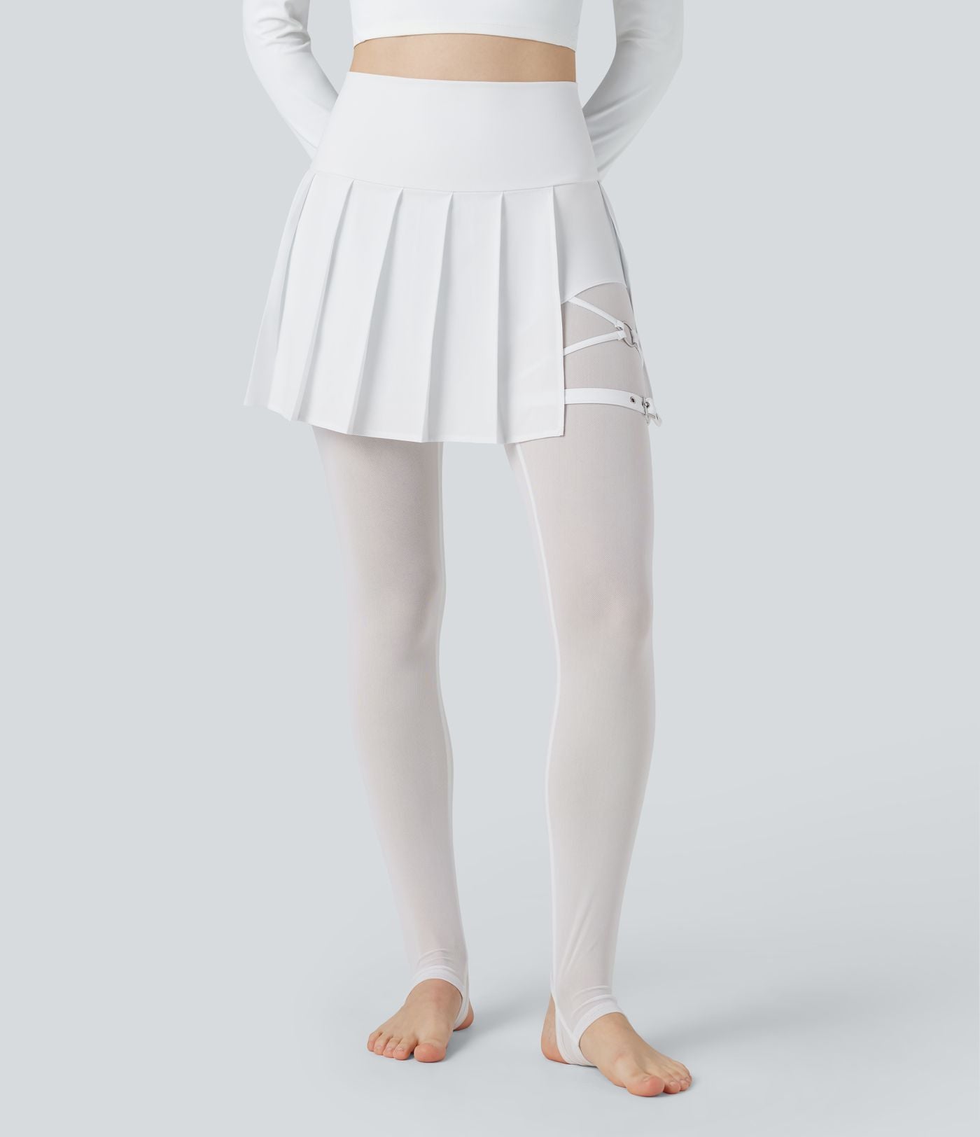 Legging à jupe étrier danse Breezeful™ 2-en-1 taille haute plissé résille contrastante séchage rapide avec poches
