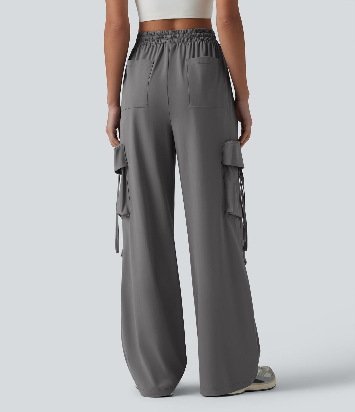 Pantalon cargo droit de sport taille haute effet frais InstantCool à séchage rapide, cordon de serrage et poches, protection solaire UPF40+