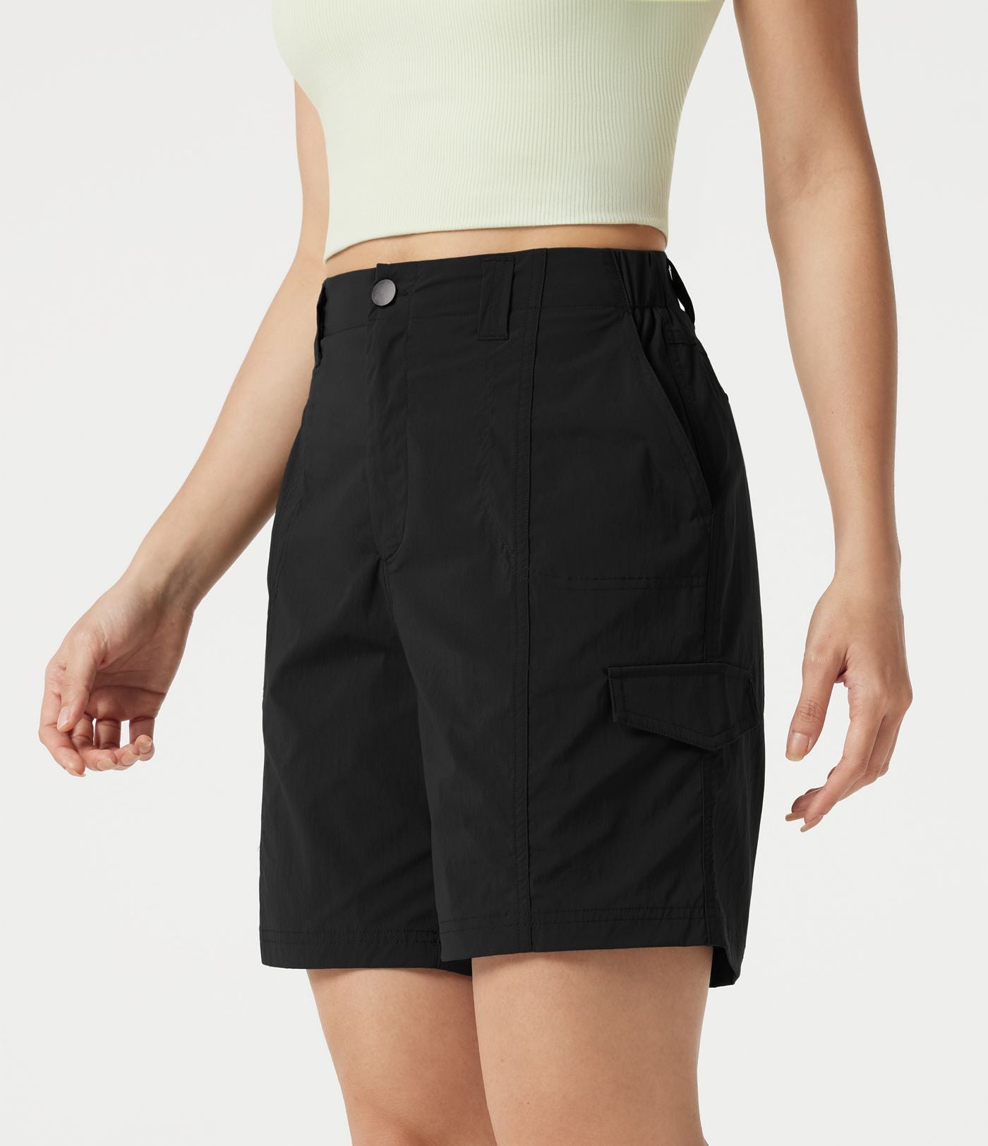Short cargo bermuda taille mi-haute 17,5 cm avec poches