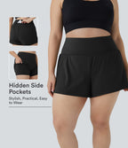 Short 8,8cm Sport Grande Taille 2 en 1 avec Poches Arrière et Poches Latérales Cachées