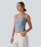 Top débardeur denim décontracté Halara Flex™ col U brassière intégrée rayé