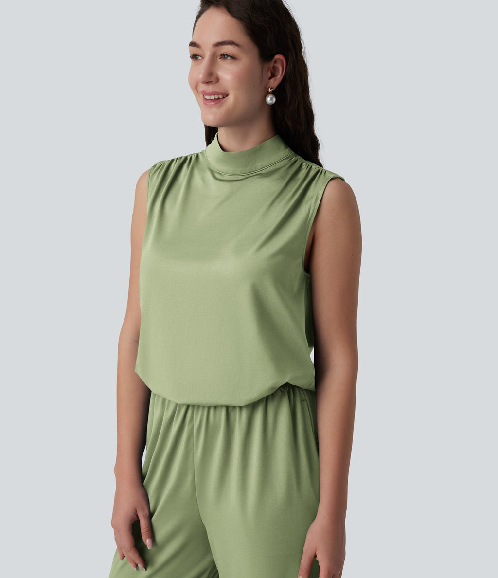 Combinaison mariage et demoiselle d'honneur col montant sans manches coupe droite avec poches - Easy Peasy