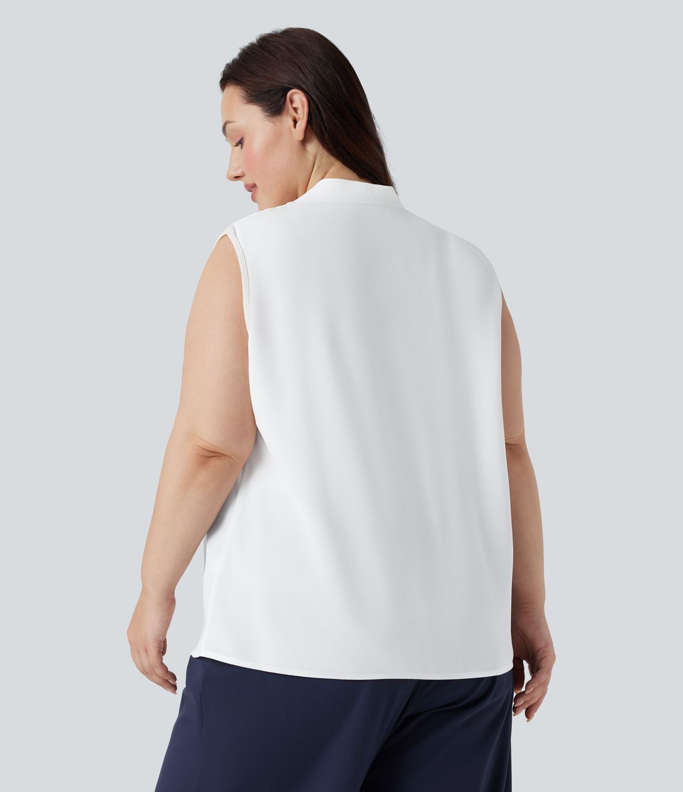 Blouse travail grande taille col V sans manches