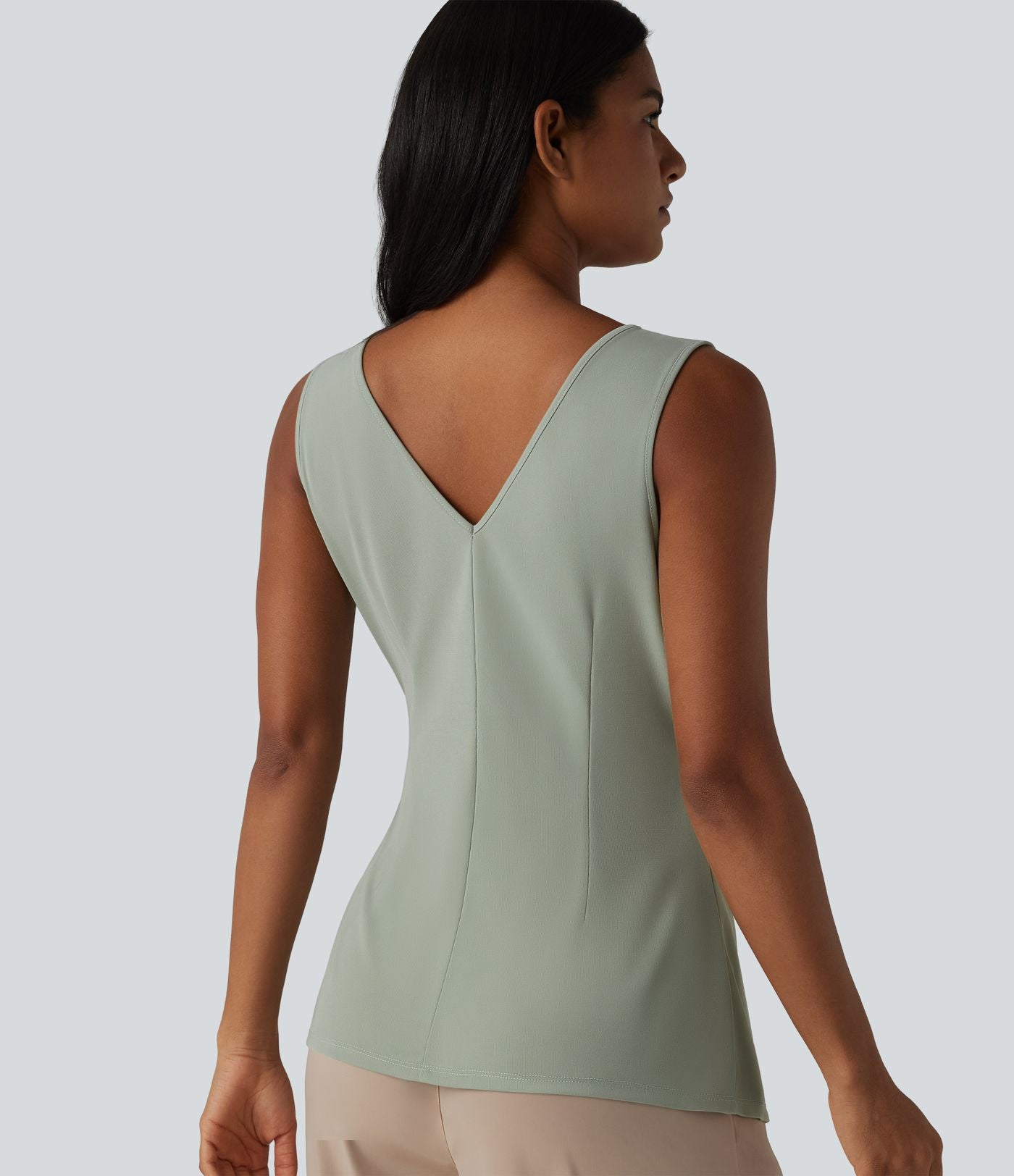Chemise casual sans manches col V ourlet asymétrique