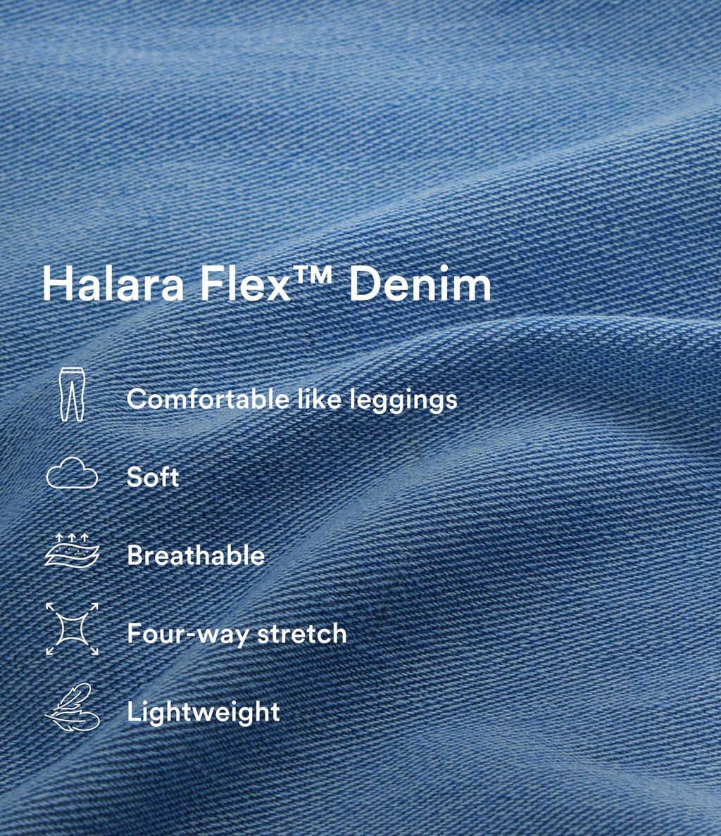 Halara Flex™ Jeans Larges Casual Taille Haute Multiples Poches Lavés Élastiques et Tricotés Grande Taille
