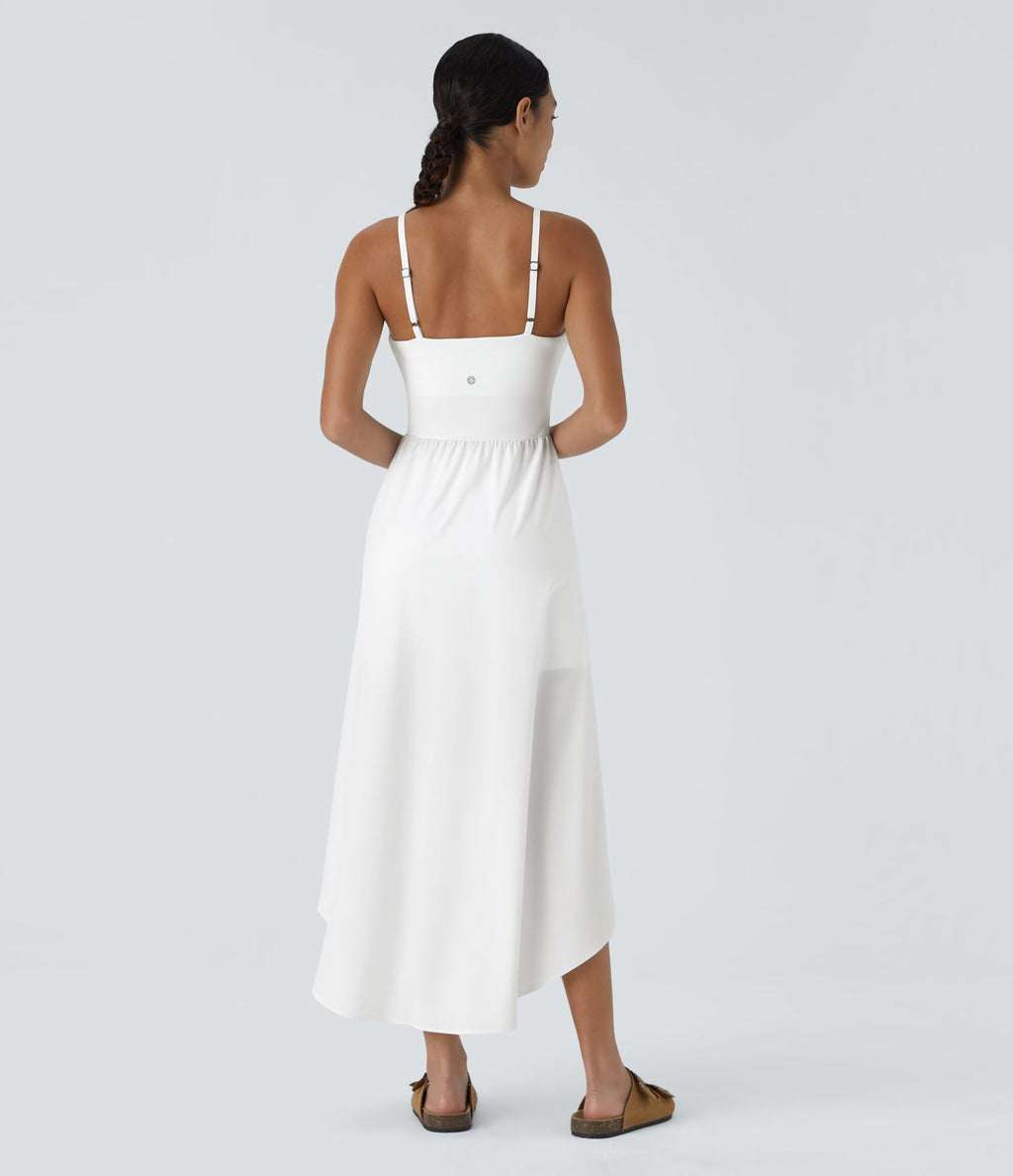 Breezeful™ Robe Casual 2 Pièces Dos Nu Haut Bas Poche Latérale Fluide Séchage Rapide
