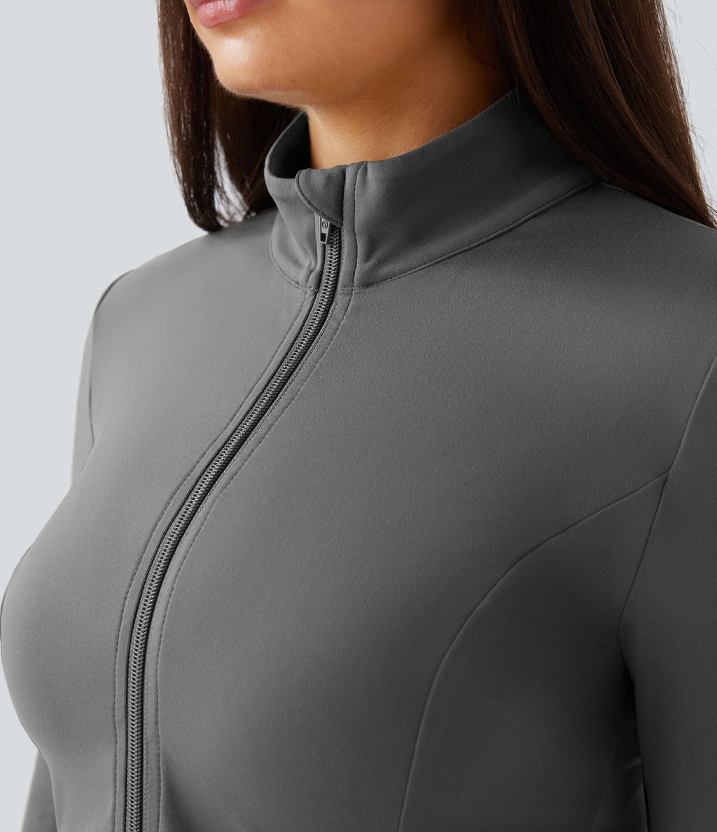 Veste d'équitation ajustée Softlyzero™ avec col montant, passe-pouces, poches, plis et fermeture éclair - Protection UPF50+