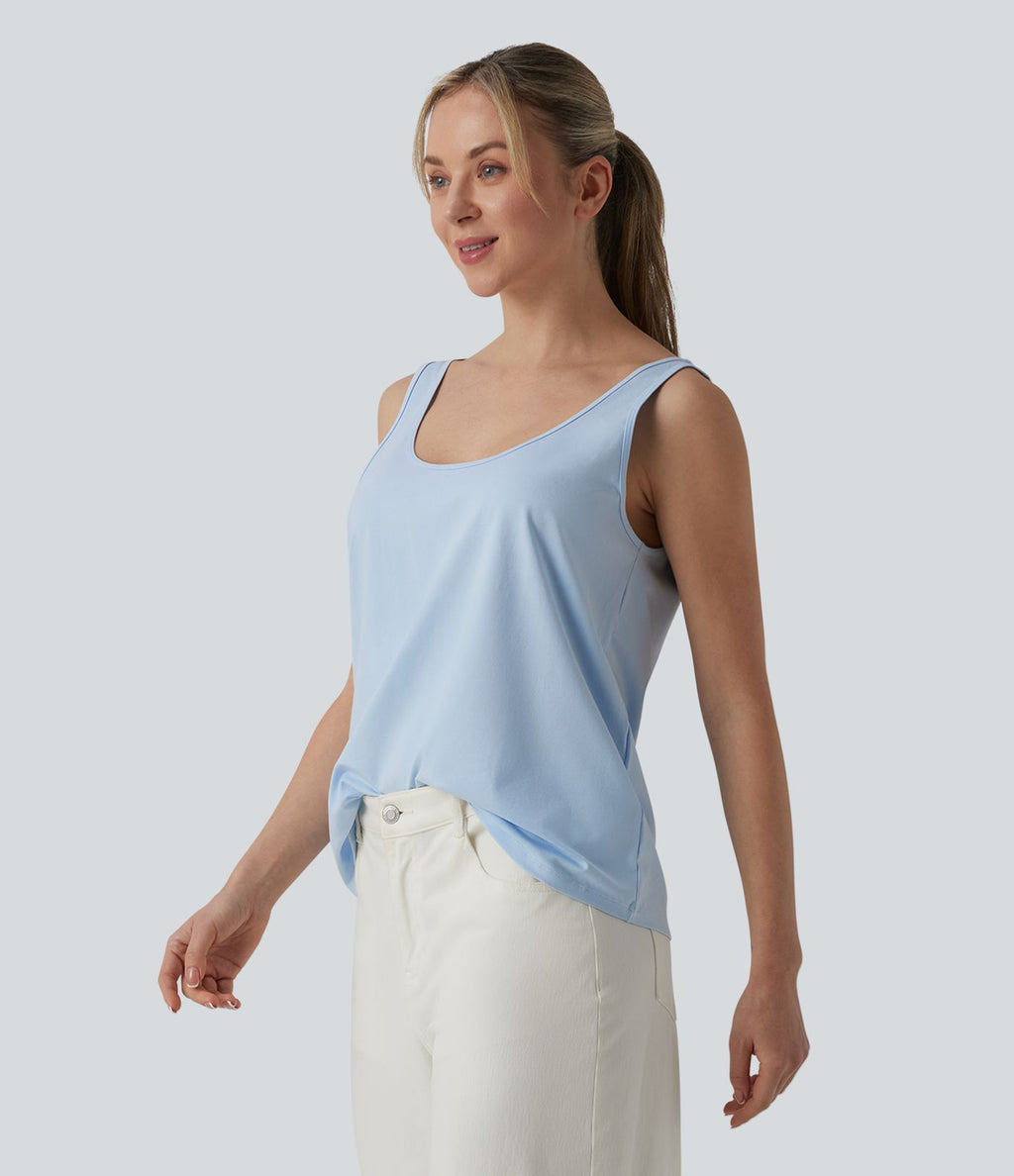 Débardeur casual col U en coton - Réversible devant et dos