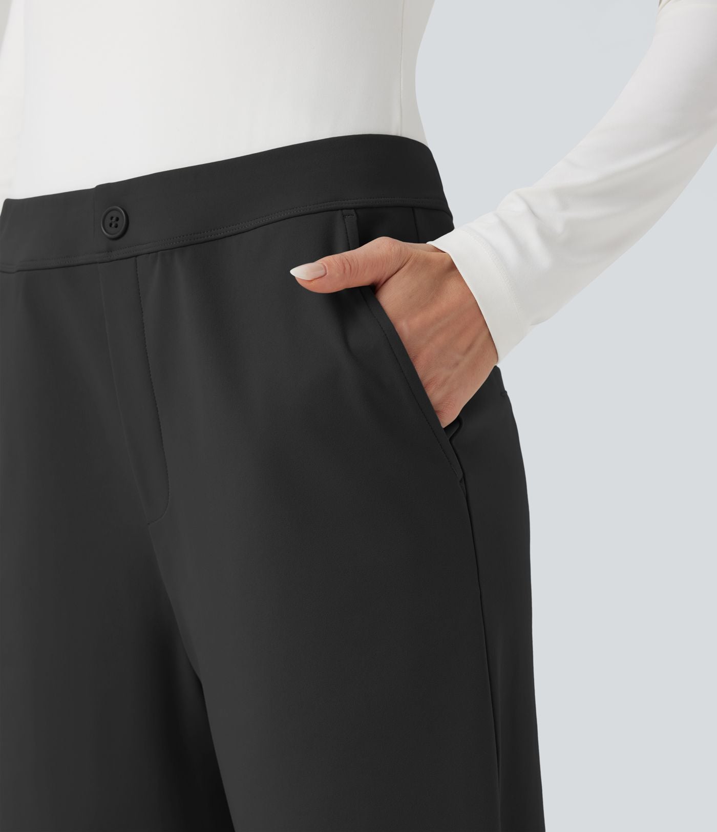 Pantalon de travail fuselé taille moyenne avec largeur ajustable Halara Flex™ DayStretch avec poches