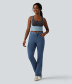Halara Flex™ Jean Évasé Casual Taille Mi-haute Tricot Extensible Boutonnés Poches