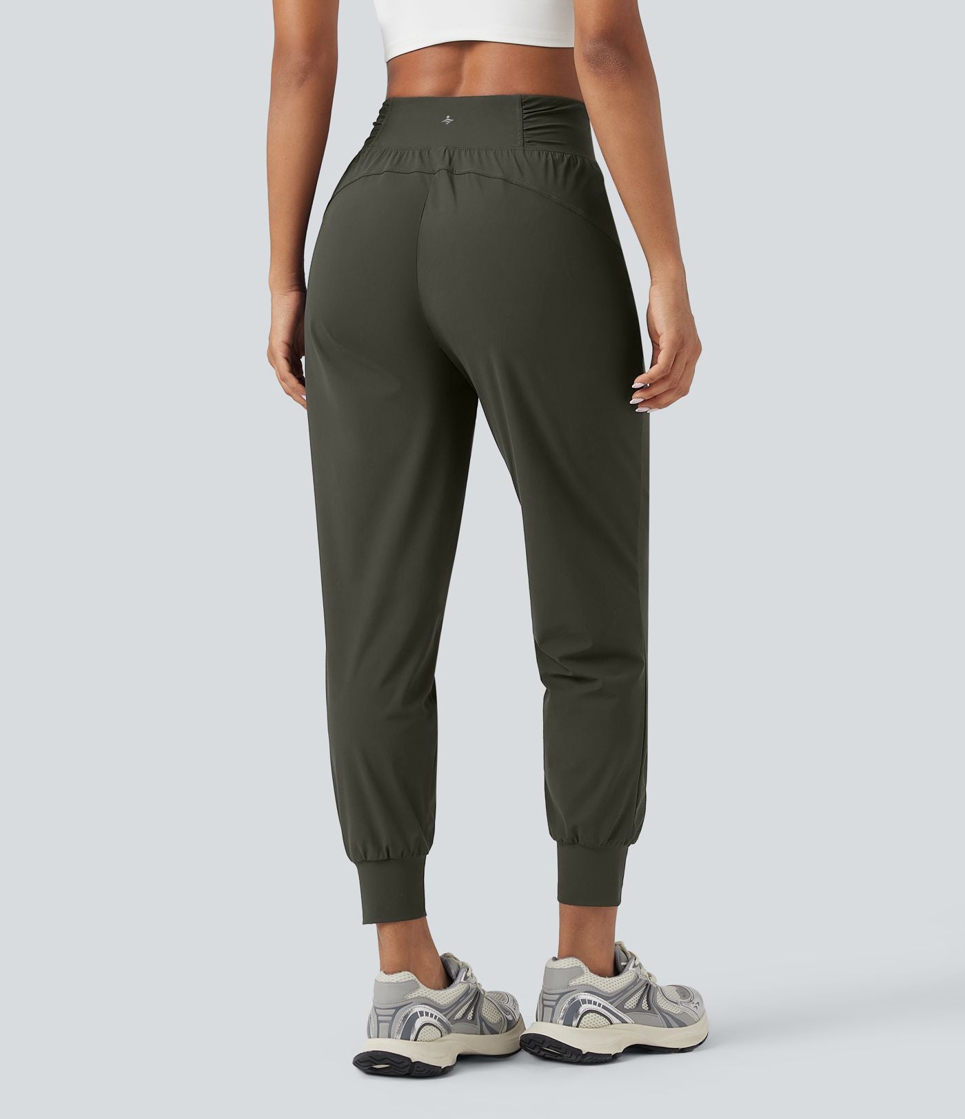Jogging de danse fuselé froncé séchage rapide effet frais InstantCool taille haute avec cordon de serrage et poches, protection solaire UPF40+