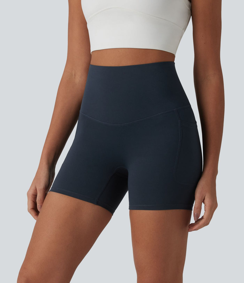 Short cycliste de running Halara UltraSculpt™ taille haute ventre plat 12,5 cm avec dos croisé et poches