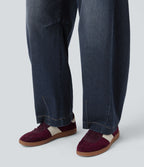 Jean jogging barrel Halara Flex™ molleton français délavé jambe ballon taille mi-haute avec cordon de serrage et poches