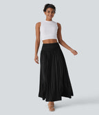 Jupe longue fluide froncée taille haute