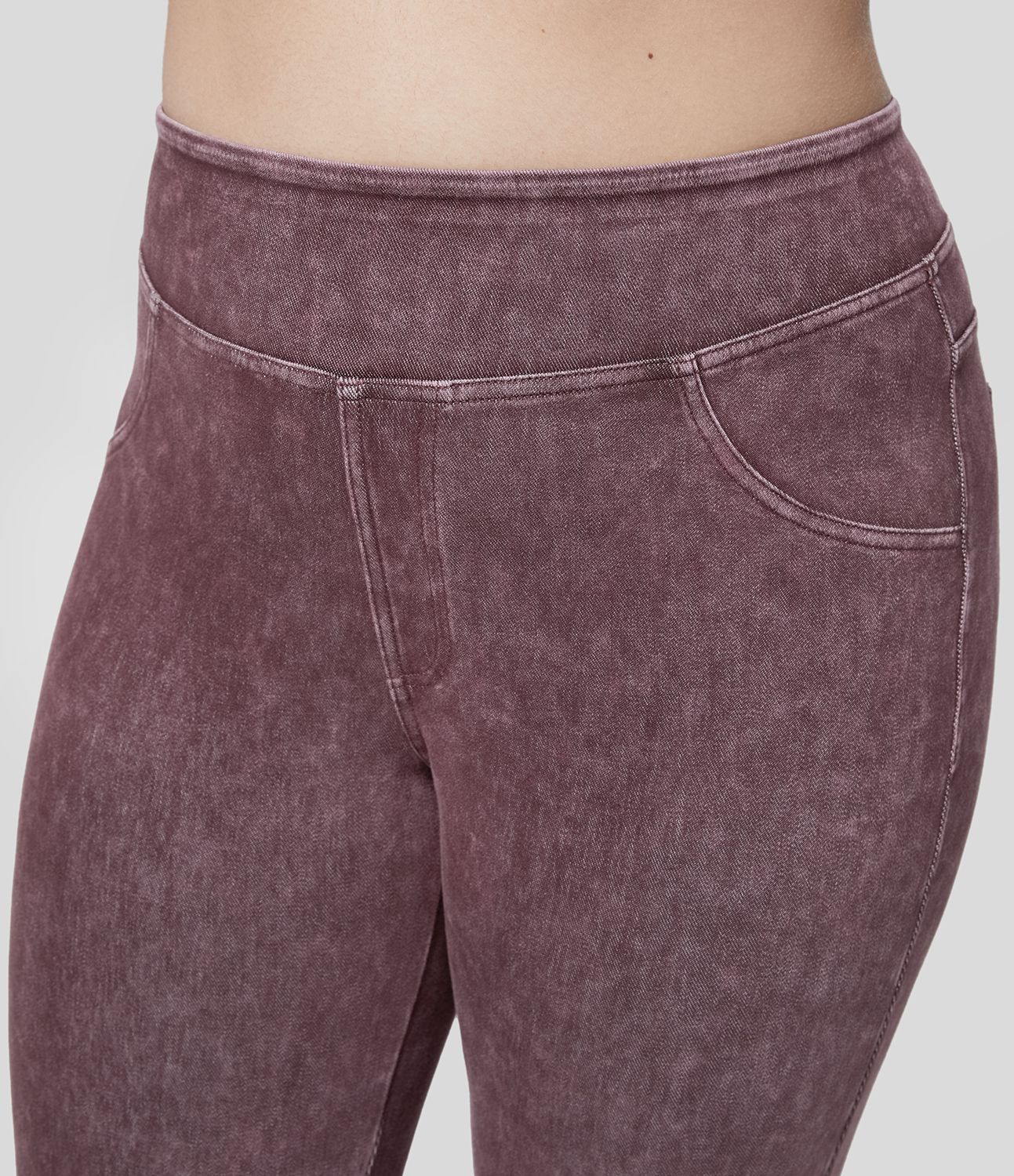 Halara Flex™ Legging Casual 7/8 Grande Taille en Denim Tricot Extensible Coloré à Taille Haute avec Poches Latérales Arrière