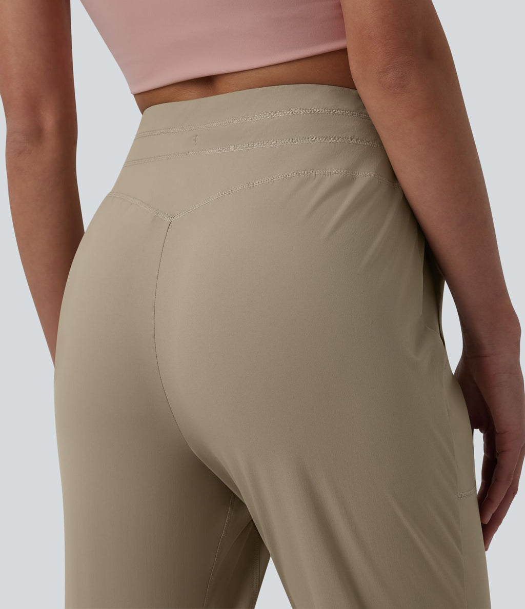 Jogging court de running taille haute froncé avec cordon de serrage et poches