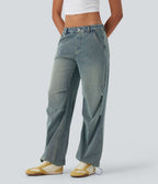 Jean parachute casual Halara Flex™ tricot extensible taille basse cordon ajustable avec multiples poches
