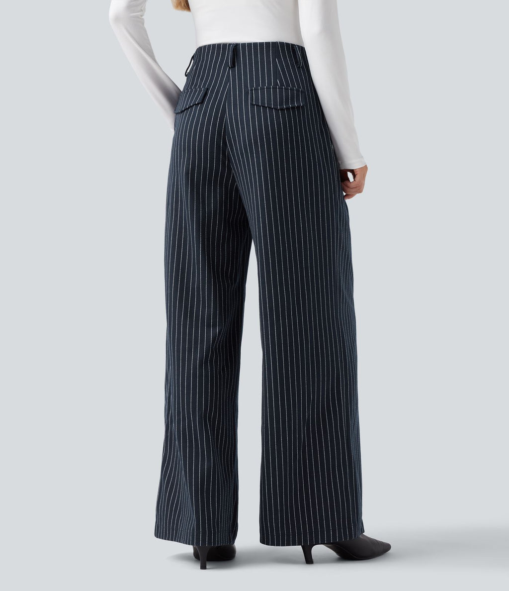 Pantalon de travail Halara Flex™ ample à rayures, taille haute, avec poches