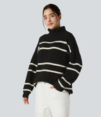 Pull color block col montant manches longues