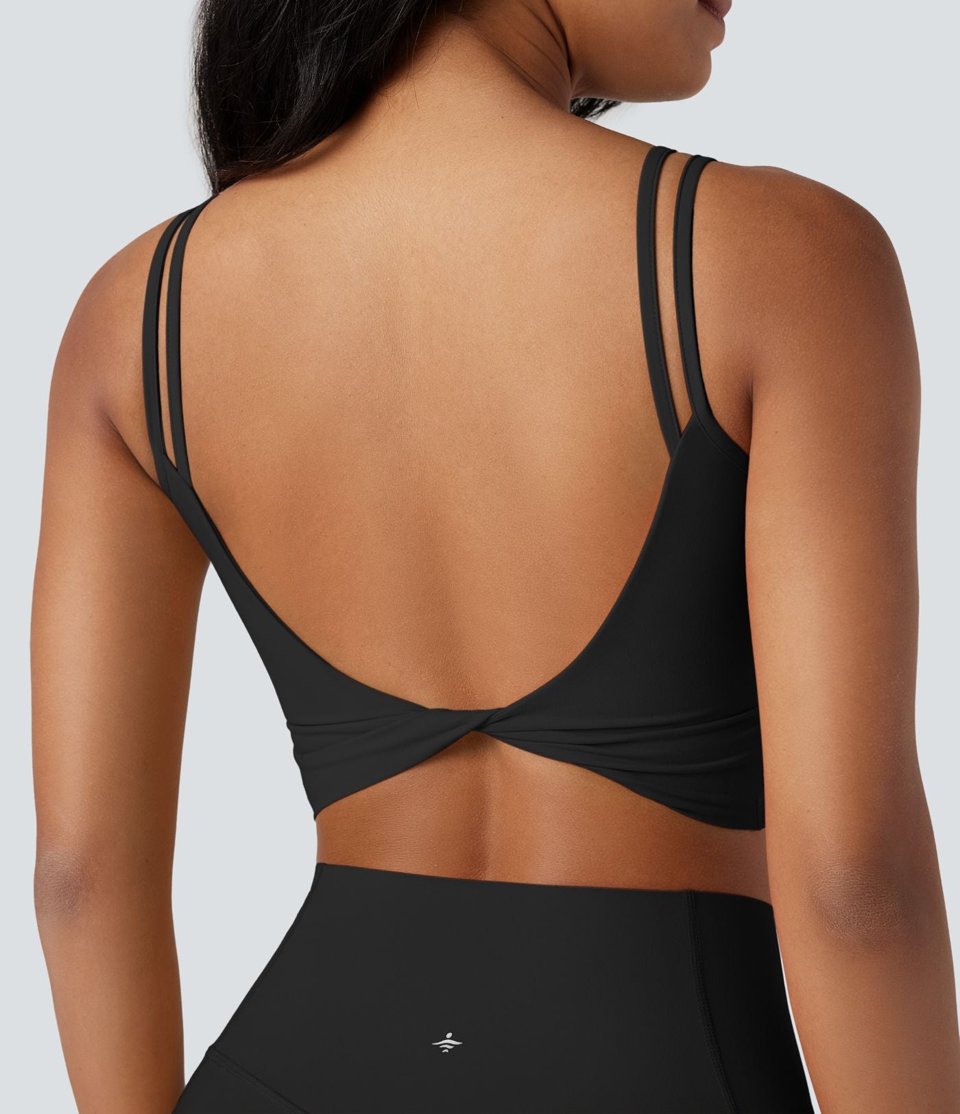Débardeur yoga court Halara UltraSculpt™ double bretelles torsadé dos nu
