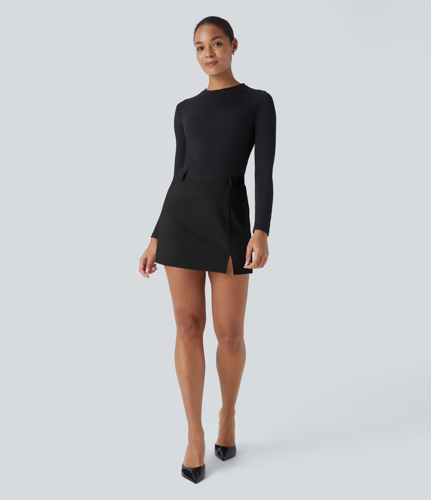 Jupe mini de travail 2-en-1 taille haute