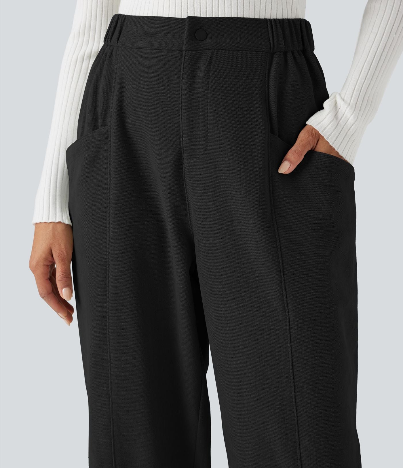 Pantalon barrel taille haute avec poches