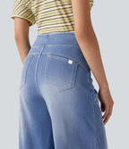 Jean décontracté Halara Flex™ large taille haute effet délavé avec poches