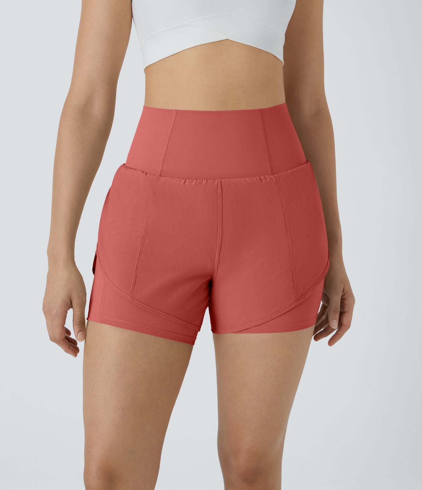 Breezeful™ Short 8,8cm Yoga Séchage Rapide 2 en 1 Taille Super Haute Ourlet Courbé Poches Latérales