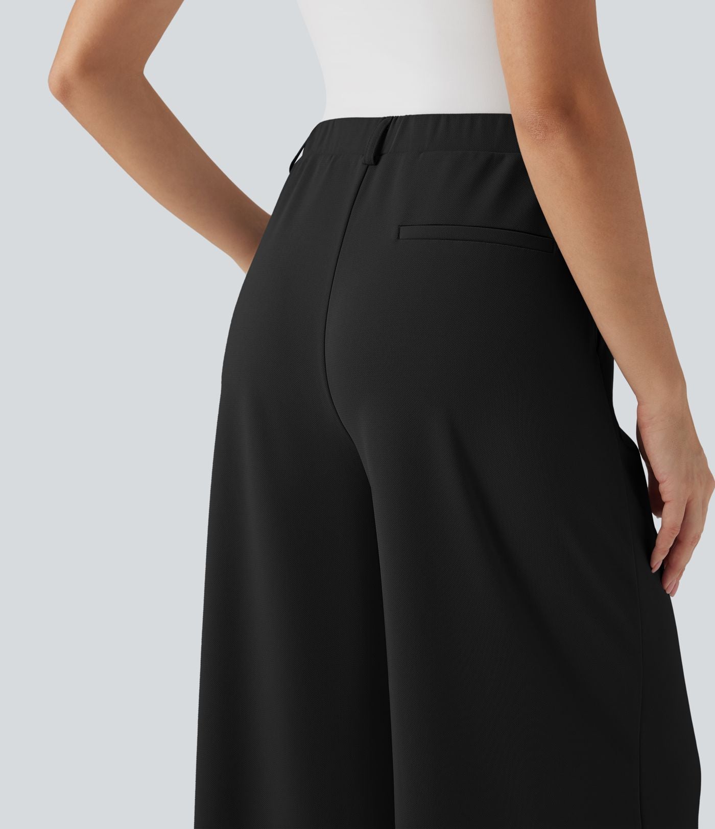 Pantalon tailleur Halara Flex™ palazzo crêpe jambe large taille haute avec poches