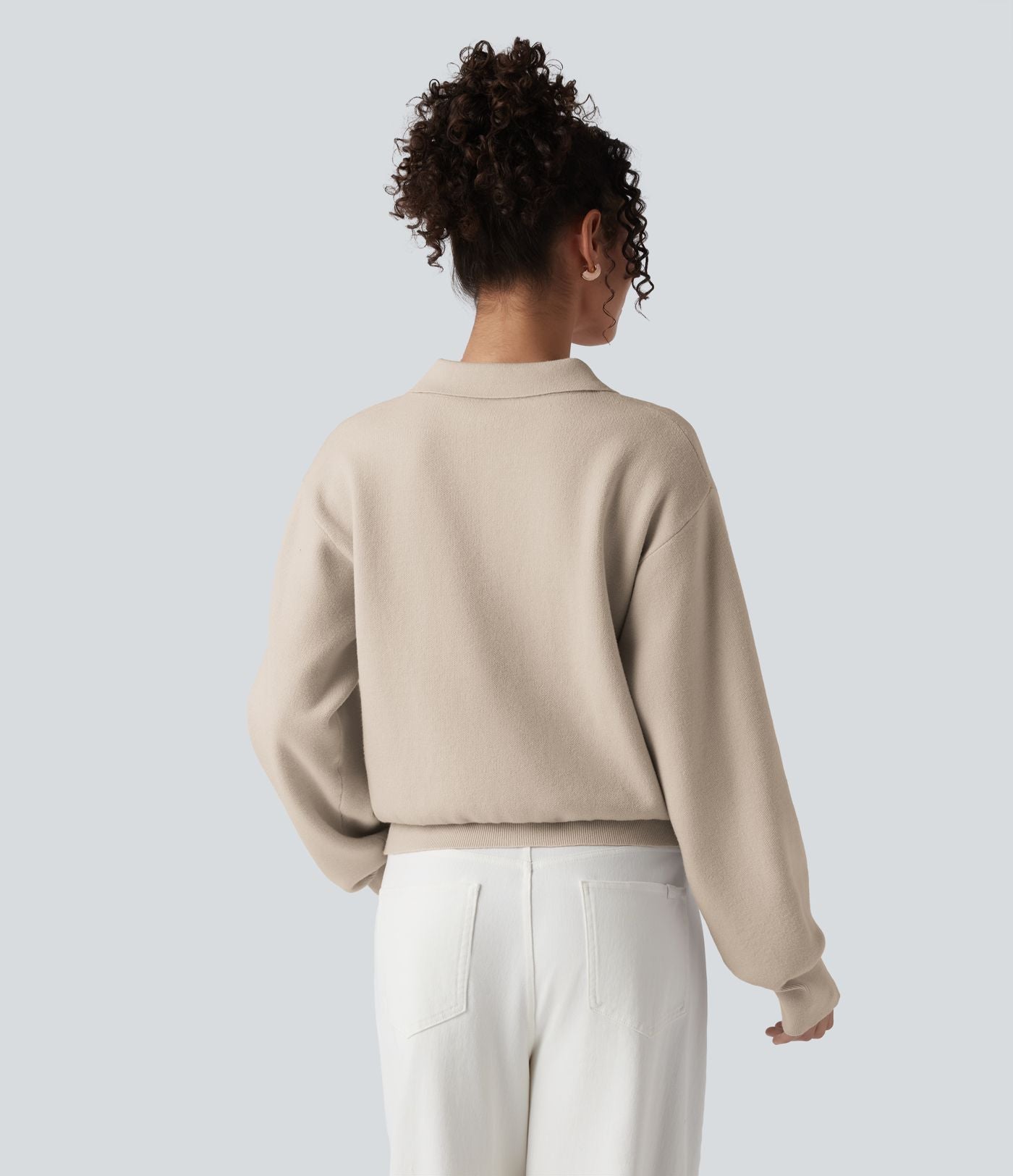 Pull décontracté à col chemise avec poches poitrine boutonnées