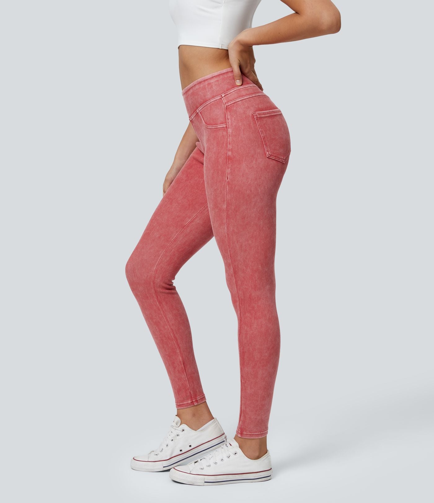 Halara Flex™ Jegging Casual Tricot Extensible Coloré Taille Haute Poches Arrière Latérales
