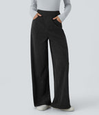 Pantalon velours côtelé tailleur et large Halara Flex™, taille haute, avec poches