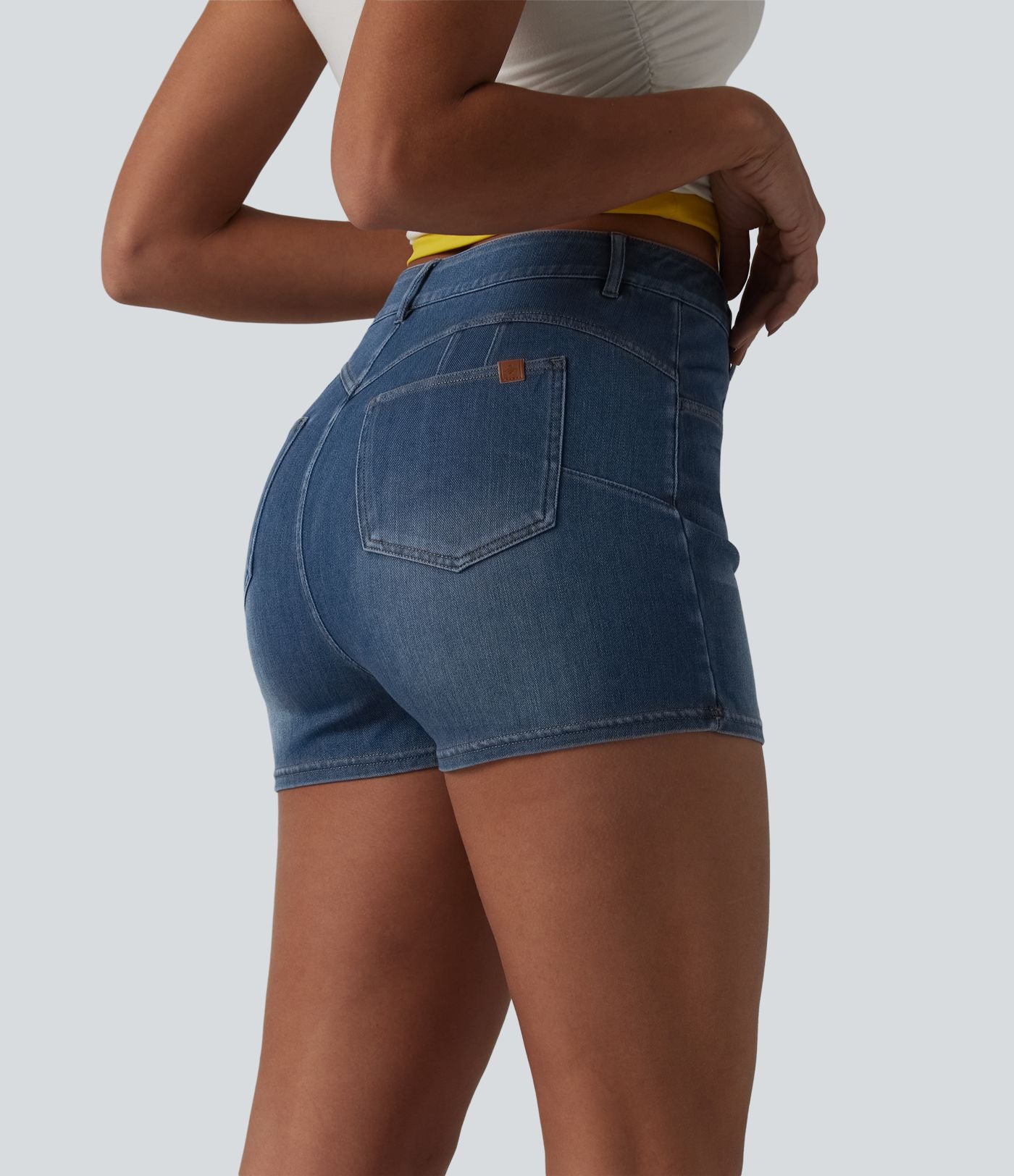 Halara Flex™ Skort moulant micro-court en denim taille haute avec poches